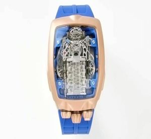 Sportscar V16 Auto -motor automatisch mechanisch horloge waterdichte siliconen band luxe heren tourbillon horloges6094785