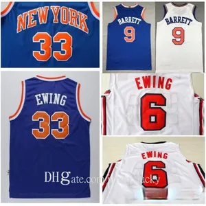 Broderie de vêtements de sport # 33 Patrick Ewing Jersey # 6 Blue 9 # RJ Barrett Shirts Lightweight S-2xl