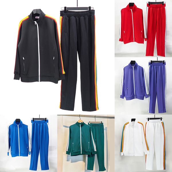 Mujeres Hombres Ropa deportiva Chaqueta Chándales Pantalones Traje de chándal Diseñadores Ropa Deporte Diseñador Sudaderas Deportes Sudor fino Dos piezas Moda Rainbow Zippe