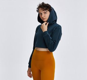 Ropa deportiva para mujer, chaqueta corta con ombligo desnudo, ropa de Yoga para correr al aire libre, camisa de Fitness, sudadera con capucha de manga larga para ejercicio 2977124