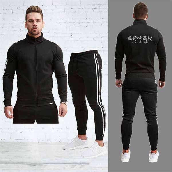 Sportwear Japón Anime chándal hombres sudor Haikyuu Cosplay dos piezas mujeres conjunto deportes Joggers Top y pantalones Karasuno High School G1217