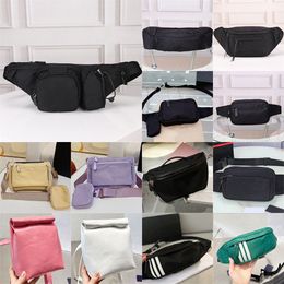 Sporty Re-nylon et Saffiano Sac Ceinture en Cuir pour Femmes Hommes Fanny Pack Motif Croix Designer Fermeture à Glissière Noir Poitrine Sac Athlétique Bandoulière Sac à Main