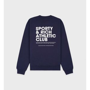 Sportif Rich Rich Sweat à capuche Sweatshirts Sweats Sweats Sweats Navy Lettre de coton imprimé Pullor pull-purage