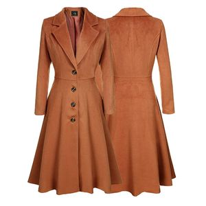 Spot Coats automne hiver couleur unie revers bouton manteau à manches longues mode casual coupe-vent femme