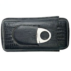 Ensemble d'étuis à cigares en cuir exotique Spot Europe et Amérique Send Cutter Alligator Print Contient 3 pièces Portable Cigars Holster/Box/Holder