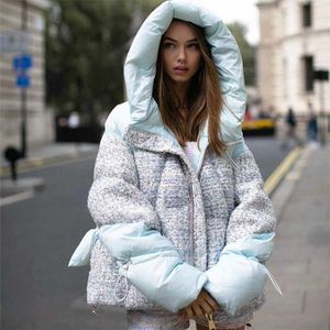 Spot fit koude weer winter vrouwen pluizig wollen donsjas vrouwelijke oversized dikkere warme jas hooded parkas f2423 211008