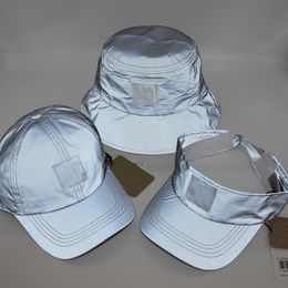 Spot tela totalmente reflectante seguridad de viaje nocturno sombrero de pescador gorra de béisbol impresa protector solar de ala corta sombrero de copa vacío para hombres y mujeres del mismo estilo