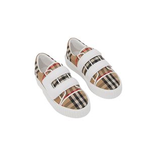 Spot high-end merk kinderschoenen 2024 lente en zomer nieuwe plaid katoenen klittenband sneakers jongens en meisjes casual schoenen zacht en comfortable