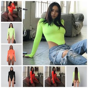 Spot Jumpsuits Fashion Spring en Summer Solid Colar High Collar Casual Long Sleeveved Slim Jumpsuit Support Mixed Batch