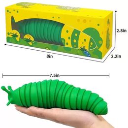 Spot nuevos productos Fidget Toys Slug articulado Flexible 3D Slugs Fidget Toy Todas las edades Alivio Anti-Ansiedad Sensorial para niños Aldult