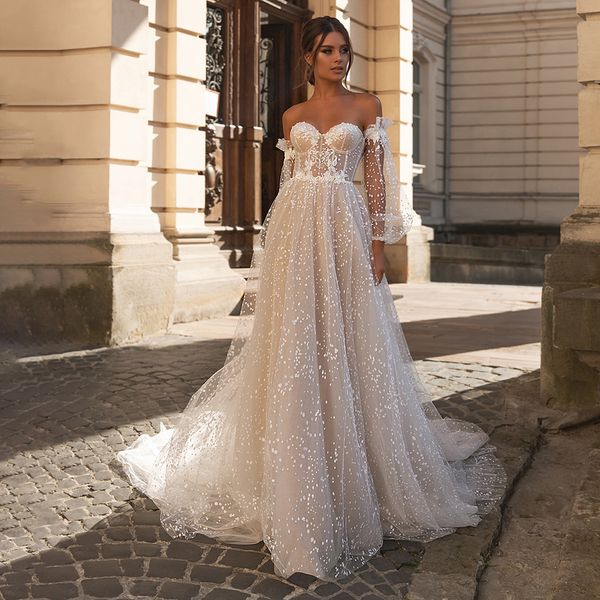 Spot Off The Épaule Robe De Mariée Pour La Mariée 2023 Avec Manches Détachables Princesse Femmes Robes De Mariée Custom Made Civil Robe De Mariee