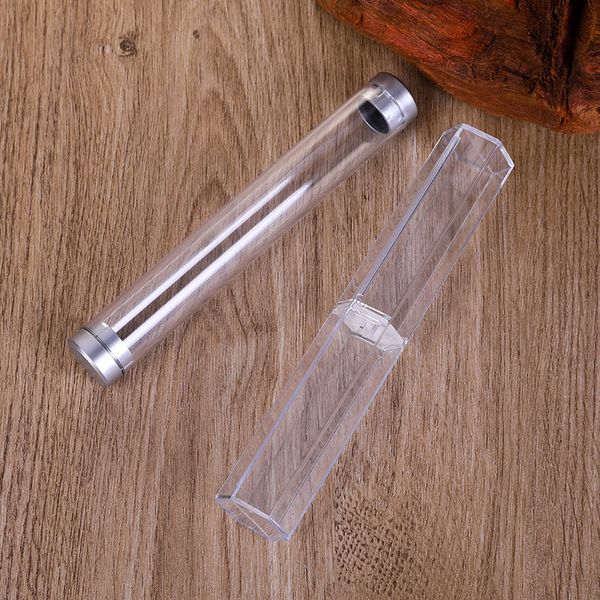 Boîte à stylos transparente en plastique, boîte d'emballage pour stylo à bille, signature, logo imprimé, papeterie, vente en gros