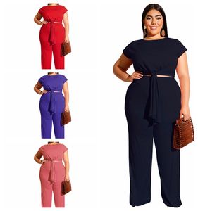 Spot lente/zomer jumpsuits mode casual pak rechte broek verbanden T-shirt tweedelige vrouwen ondersteunen gemengde batch