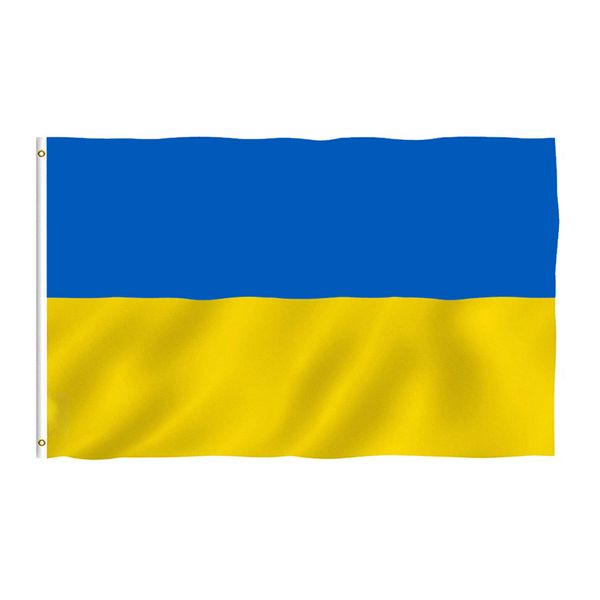 Spot en gros drapeau ukrainien 3x5ft impression numérique drapeau ukrainien 90x150cm