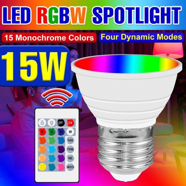 Foco E27 bombilla Led E14 lámpara inteligente regulable GU10 colorida con Control remoto MR16 decoración de habitación neón