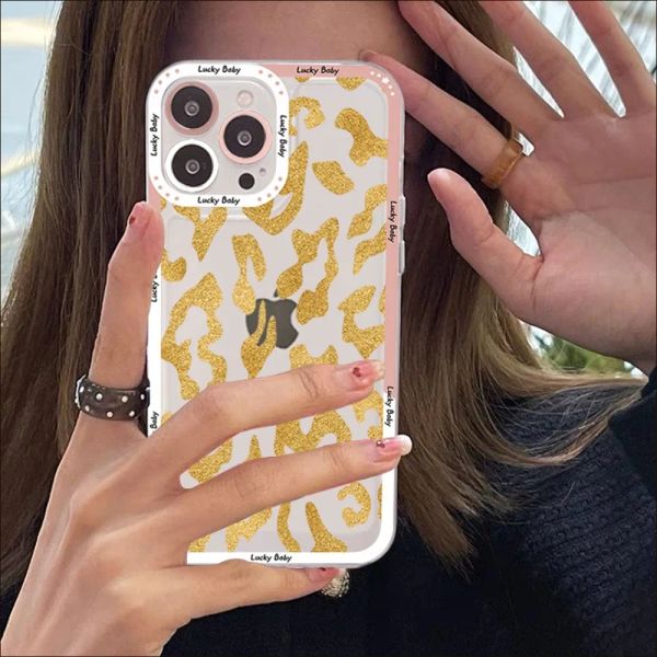 Case de teléfono de leopardo manchado para iPhone 14 13 12 11 Pro Max Mini x xs xr 6 7 8 más SE 2020 Case transparente