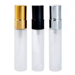 Vaporisateur Vide Blanc Givré Verre En Aluminium Pompe Portable Emballage Cosmétique Parfum Rechargeable Petit Échantillon Atomiseur Flacons 5 ml 10 ml