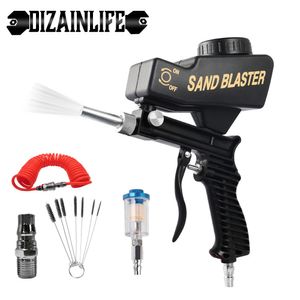 Spray Guns Adjustable Sandblasting Gun 90 Psi Portable Sand Blaster Paint Spray Machine Gravity Pneumatic Small Handheld Blasting Gun Set 220928