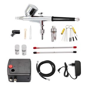 Spuitpistolen Dual-Action Gun Airbrush met compressor 0,3 mm kit voor nagelmodel/cake/autolaten 221118