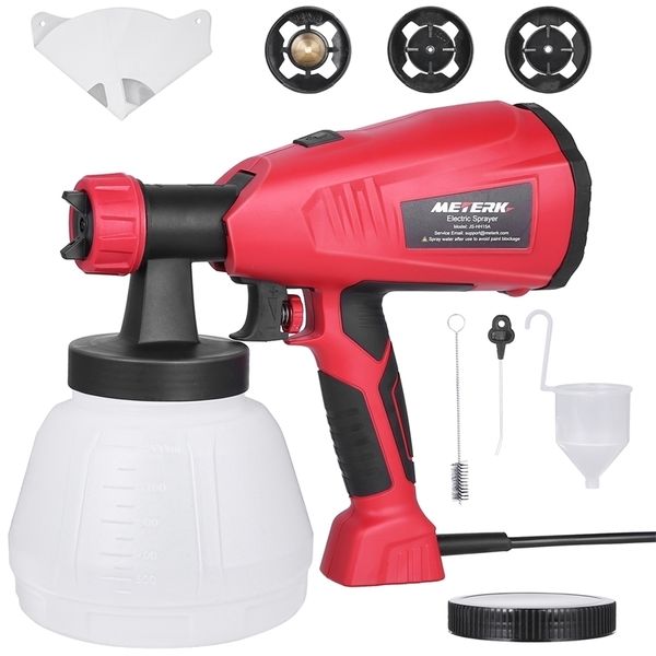 Pistolas pulverizadoras METERK Gun Paint er 1300ml Gran capacidad HVLP Power Electric er con 3 boquillas 3 patrones Red Tools 221007