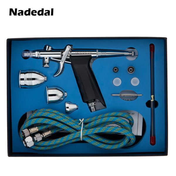 Pistolets de pulvérisation Nasedal 0.3/0.5/0.8mm Double Action pistolet de pulvérisation d'alimentation par gravité NT-116B 2cc 5cc 13cc ensemble d'aérographe modèle de pulvérisation brosse à air 220919