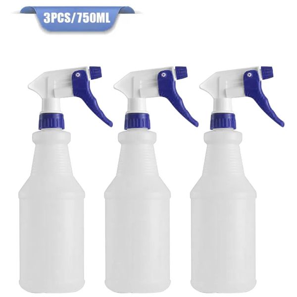 Pulverizadores 3PC 750ml Limpieza de plástico Botella de spray de gatillo de mano Vacío Jardín Rociador de agua Vaporizador Botella hidratante