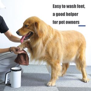 Sproeiers Automatische hondenpootreiniger Pet voet wasmachine verzorging borstel draagbare huisdierkat vuile poot reiniging beker zachte siliconen voet wasgereedschap
