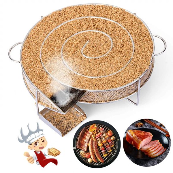 Pulverizadores generador de frío para parrilla de barbacoa o polvo de madera R, herramientas para barbacoa de acero inoxidable para fumar en frío y caliente, para quemar carne de salmón