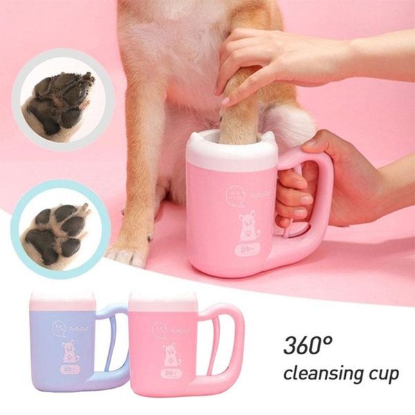 Pulvérisateurs pour animaux de compagnie, nettoyeur de pattes de chien, tasse d'extérieur Portable 360 en Silicone souple, lave-pieds, nettoyage des pattes de chiens, un clic manuel, nettoyage rapide des pieds