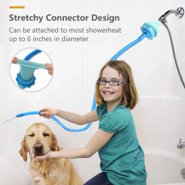 Pulvérisateurs Slipon Dog Wash Typement Fixation à la main Couple de douche pour animaux de compagnie pour pavillon de douche Longueur du tuyau s'adapte jusqu'à 6 pouces de diamètre