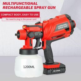 Spraypistolen Pistolet de pulvérisation électrique 20 V, 3 buses, pistolet de revêtement en poudre de 1200 ml, pulvérisateur de peinture, contrôle du débit, pulvérisation facile, bouton de valve réglable