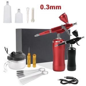 Spraypistolen 22 Psi Huishoudelijke Verf Airbrush Tool 0,3 mm Mini Elektrische Luchtcompressor Sproeier Nano Sproeier voor Schilderen, Tattoo, Nail Art, Cake