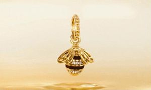Andy Jewel Spring 367075EN16 Perles en argent sterling plaqué or 18 carats avec pendentif reine des abeilles pour bracelets de bijoux de style Pandora européen