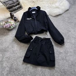 Spring 2 Peices Sexy Dress Set Women Jacket Pakken Koreaanse Fashion Outfits Slim Long Sleeve Y2K Coat en Skinny Mini Setts Sets 240326