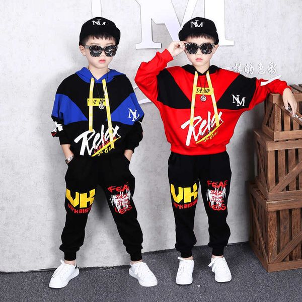 Costume de sport pour garçons et enfants, 2 ensembles de printemps et d'automne, nouveau pull et pantalon, veste ample, pantalon décontracté, mode Hip Hop, vêtements