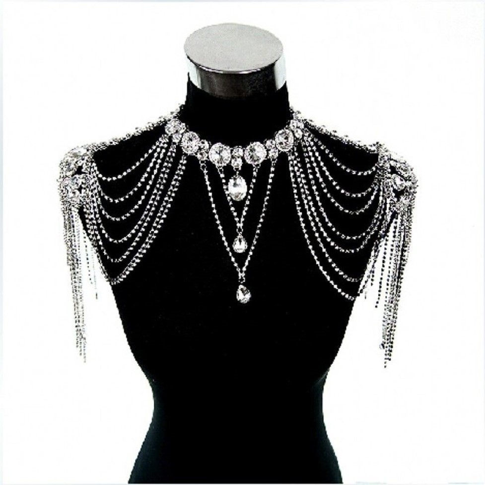 Spring 2019 New Style Bridal Shoulder Chain Real Pos Sparkly Rhinestones Wedding Shoulder Chain Jewelry Necklace in Stock2005