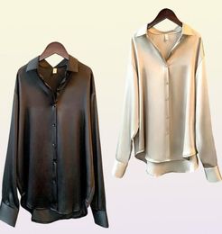 Lente 2021 dames kleding zijden shirts vintage blouses pure top lange mouw overhemd plus size vrouw overshirt2857156
