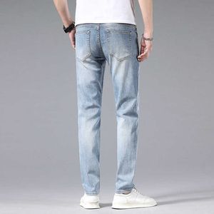 Printemps 2023 Jeans de luxe haut de gamme pour hommes slim fit raide jambe jeunesse pantalon décontracté mince style tendance