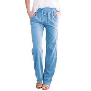 Printemps 2024 et Summer Womens Coton Solid Coton DrawString Loose Loose Pantalon de jambe large détendue 9N905