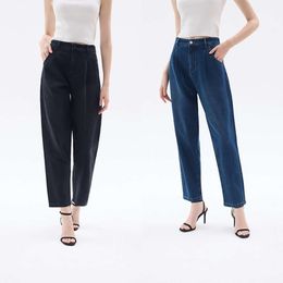 Primavera 2024 Pantalones de algodón recto de algodón de cintura alta con glúteos de levantamiento y jeans de moda amigables para la piel para mujeres