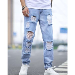 Spring 9-Point Jeans, Korean Slim Fit Small been-broek voor heren, trendy merk heren gescheurde broek, heren lente en herfstbroek