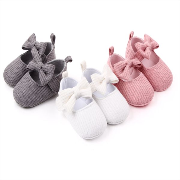 Primavera y otoño, zapatos de princesa para bebés de 0 a 1 año, zapatos de punto de lana para bebés, zapatos antideslizantes de suela blanda para primeros pasos