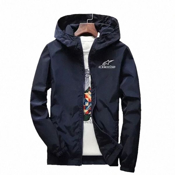 Printemps et automne 2024 Nouveau coupe-vent décontracté fermeture éclair mince secti aventure en plein air streetwear manteau à capuche hommes sweat-shirt veste H8IU #