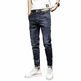 Primavera y otoño Azul oscuro Casual Estilo Cargo Denim Harajuku Fi Ropa de diseñador Hombres Slim Boyfriend Jeans para hombres Pantalones a1nB #
