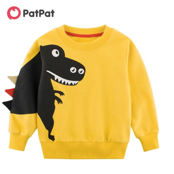 Printemps et automne dinosaure imprimé sweat à manches longues pour enfants garçon hauts vêtements à manches longues 210528