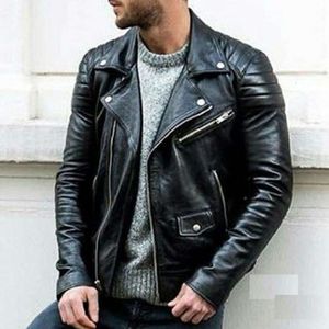 Veste en cuir pour hommes européens et américains, veste en cuir de moto Punk à col montant pour jeunes hommes, printemps et automne