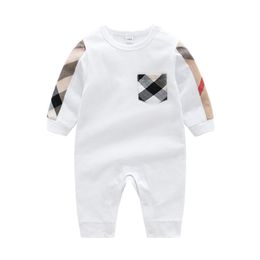 Printemps et automne mode nouveau-né bébé vêtements blanc coton à manches longues combinaison bébé garçon fille body 0-24 mois
