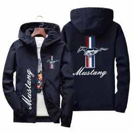 Printemps et automne Ford Mustang Logo de voiture Imprimer Veste à capuche Fi Charge Veste coupe-vent pour hommes Outdoor Casual Wear f4w9 #