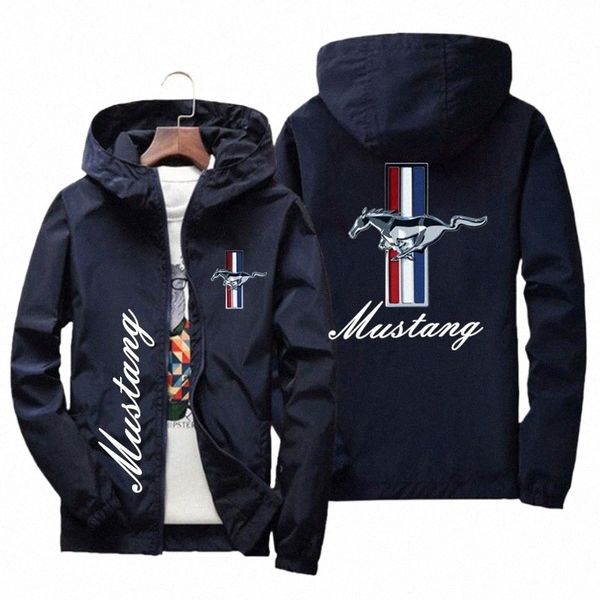 Primavera y otoño Ford Mustang Car Logo Imprimir chaqueta con capucha Fi Charge Jacket Chaqueta de viento para hombres Ropa casual al aire libre para hombres f4w9 #