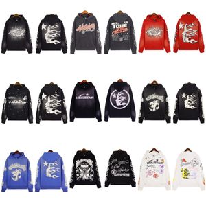 Lente en herfst Hellstar sportpak Designer hoodie broek met lange mouwen Pullover Street Hip Hop Retro alfabetprint High Street gepersonaliseerde Hell star Hoodie grijs